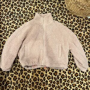 UO Baby Pink Sherpa Zip Up